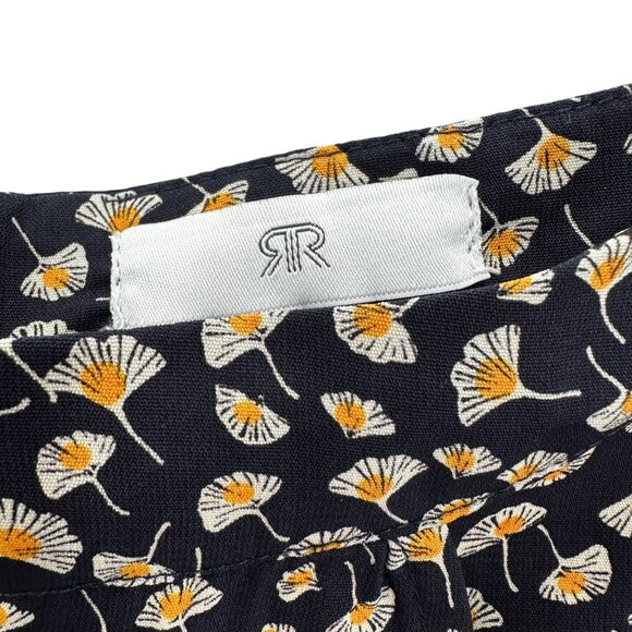 RR Womens Black Floral Wrap Front Zipper Midi A-Line Skirt Size 4 - Picture 7 of 11